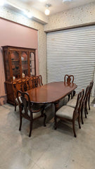Imported American Queen Anne Extendable 8 Seater Dining Table with China Cabinet Cum Divider
