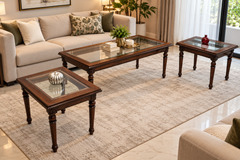 Solid Sheesham Wood Center Table Side Table Set