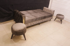 TGSC Stylish Sofa Cum Bed With Pair Of Ottoman