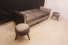 TGSC Stylish Sofa Cum Bed With Pair Of Ottoman