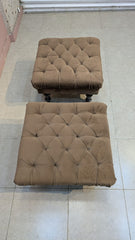 ELEGANT PAIR OF CHESTERFIELD OTTOMANS