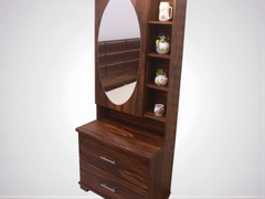 Tgsc Designs Brand New Complete Bedroom Set King Size Bed ( Cushioned Headboard) With 2 Side Tables, Stylish Dressing Table, 2 Door Almirah & 2 Door Divider. (Subject To Price Change)