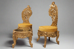 Wood Peri Chairs and Table Set.