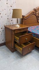 Diyar Wood and Ply King Size Bed with 2 Side Tables