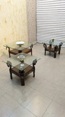 Center Table with 2 Side Tables Set