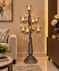 Elegant Silver-Toned Floor Candelabra