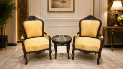 Solid Sheesham Wood Pair of Coffee Chairs with Table