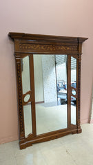 Antique Solid Burma Teak Wood Full Length Mirror