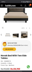 Habitt Novak King Size Bed With 2 Attached Side Tables