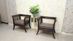 Solid Sheesham Wood Pair of Single Sofas