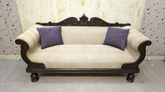 SOLID SHEESHAM WOOD 3-SEATER SOFA