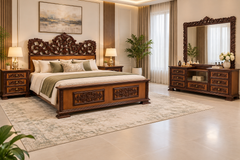 Teak Wood & Teak Ply King Size Bed Set