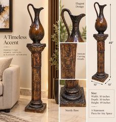 DECORATIVE PEDESTAL WITH VASE
