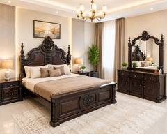 Solid Sheesham Wood King Size Bed Set