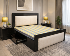 King Size Bed With Storage Drawers and 2 Side Tables