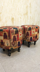 Beautiful Pair Of Printed Ottoman Stool