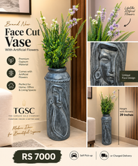 Brand New Face Cut Vase with Artificial Flowers