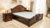 Diyar Wood King Size Bed with 2 Side Tables