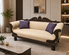 SOLID SHEESHAM WOOD 3-SEATER SOFA