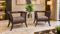 Solid Sheesham Wood Pair of Single Sofas