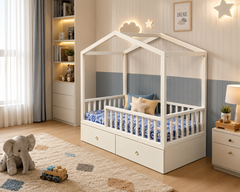 Kids House Style Bed With Mattress