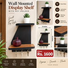 Wall Mounted Display shelf with key holder