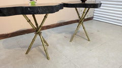 Brand New Unused Live Edge Pair Of Corner Tables