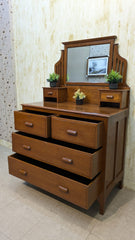 Antique Solid Burma Teak Wood Vanity Dresser