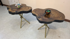 Brand New Unused Live Edge Pair Of Corner Tables