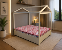 HOUSE-STYLE QUEEN SIZE BED WITH MATTRESS