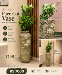 Brand New Face Cut Vase with Artificial Flowers