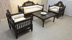 Vintage Sheesham Solid Wood 4 Seater Sofa Set