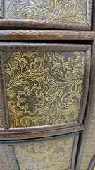 Antique Anglo-Indian Rattan & Brass Bombe Bedside Chest