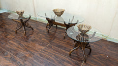 Solid Sheesham Wood Center Table and Side Tables Set