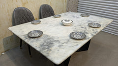 Modern Design 6 Seater Dining Table with Marble Top