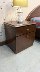 Teak Wood and Teak Ply King Size Bed with 2 Side Tables