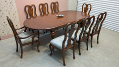 Imported American Queen Anne Extendable 8 Seater Dining Table with China Cabinet Cum Divider
