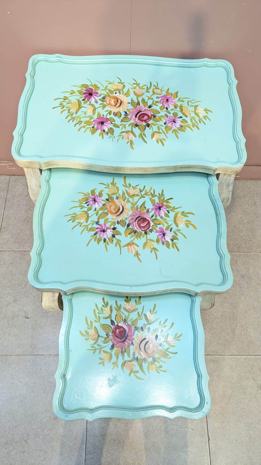 Solid Sheesham Wood Nesting Table Set