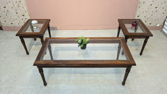 Solid Sheesham Wood Center Table Side Table Set