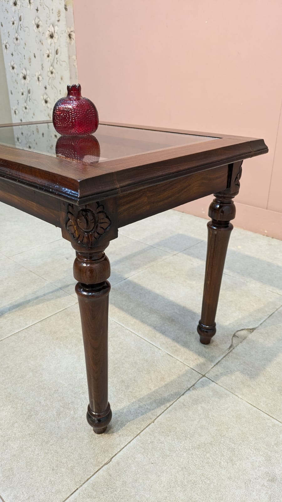 Solid Sheesham Wood Center Table Side Table Set
