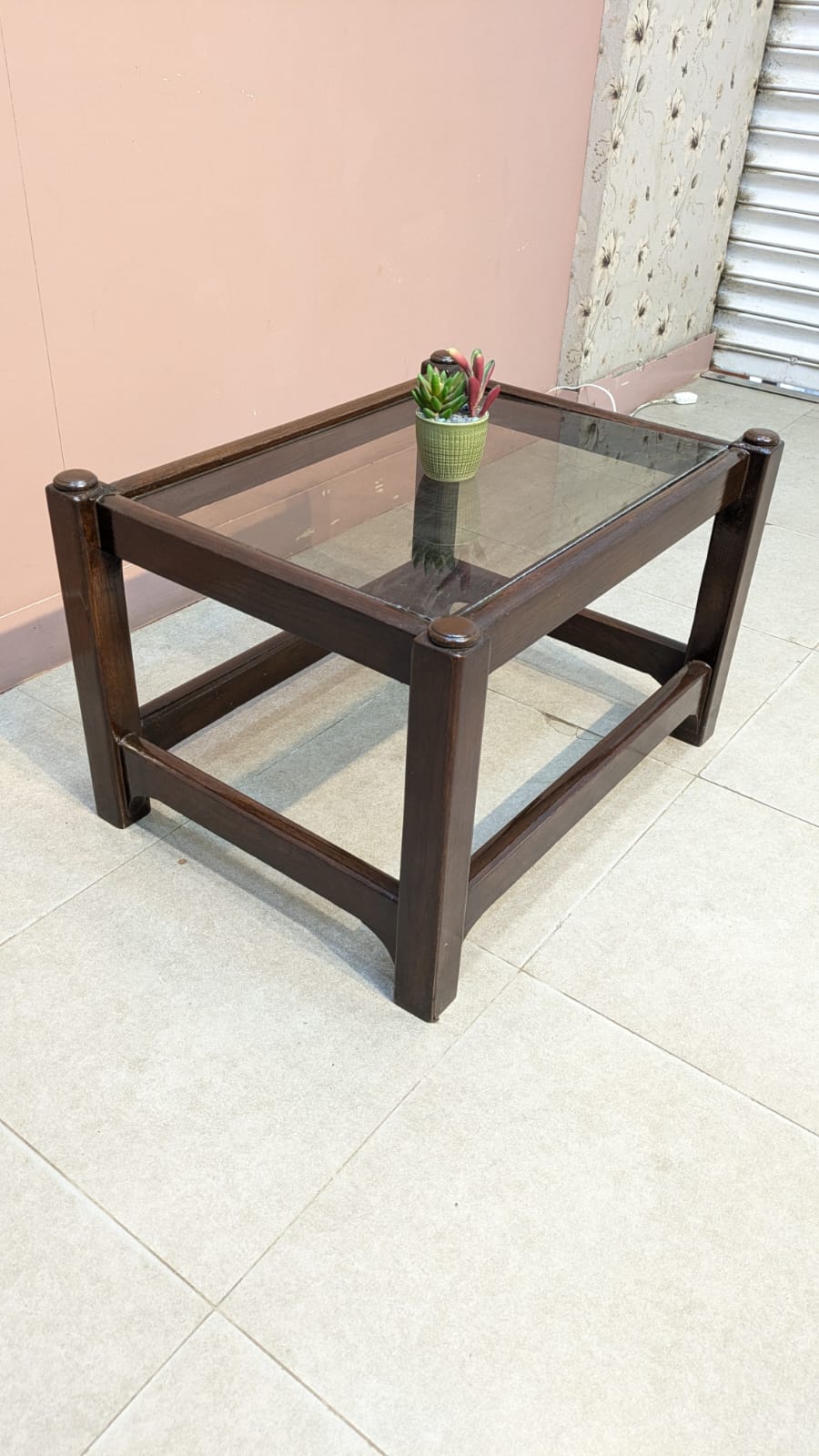 Solid Oak Wood Corner Table pair