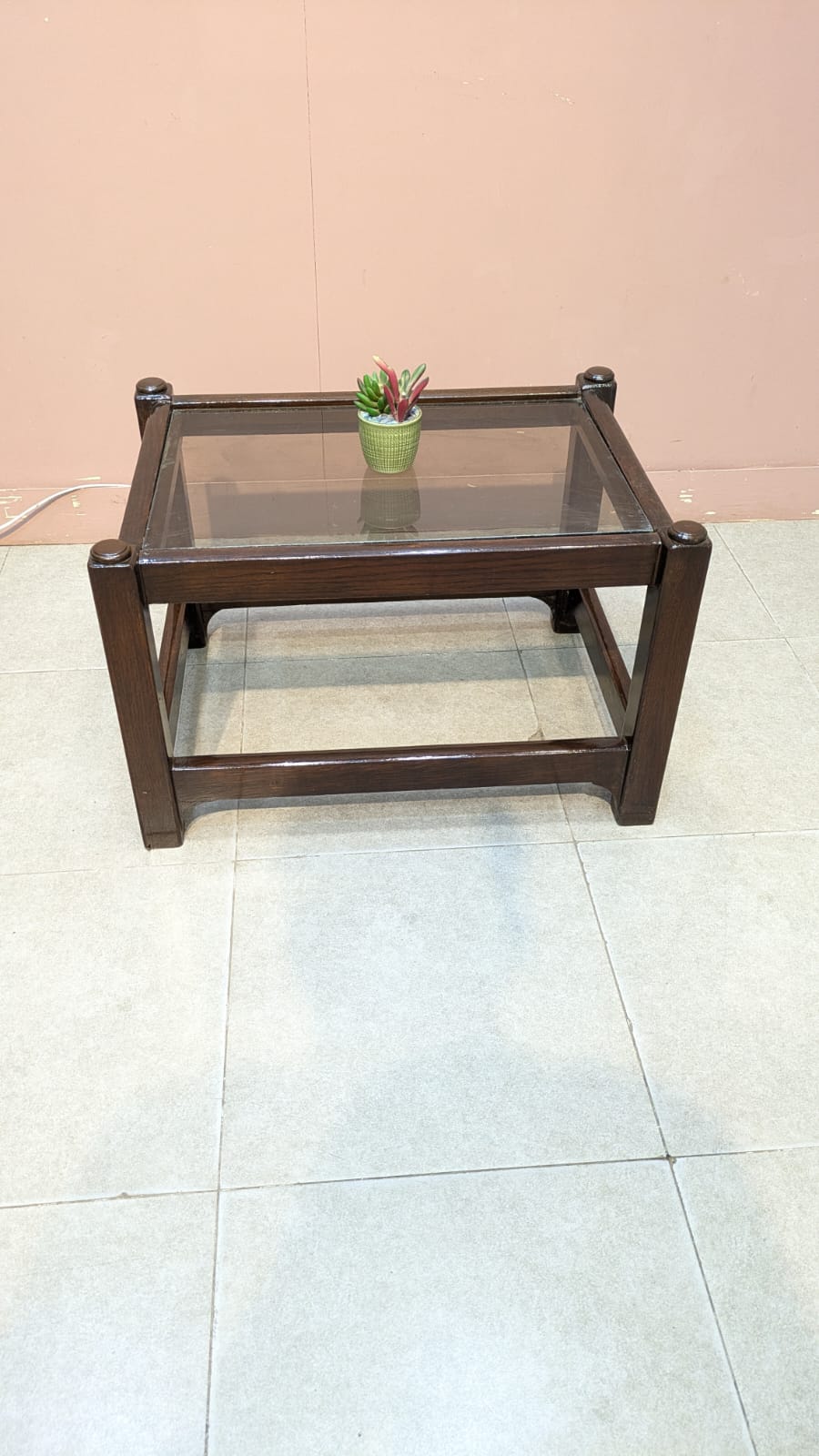 Solid Oak Wood Corner Table pair
