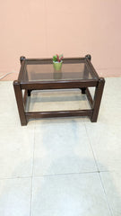 Solid Oak Wood Corner Table pair