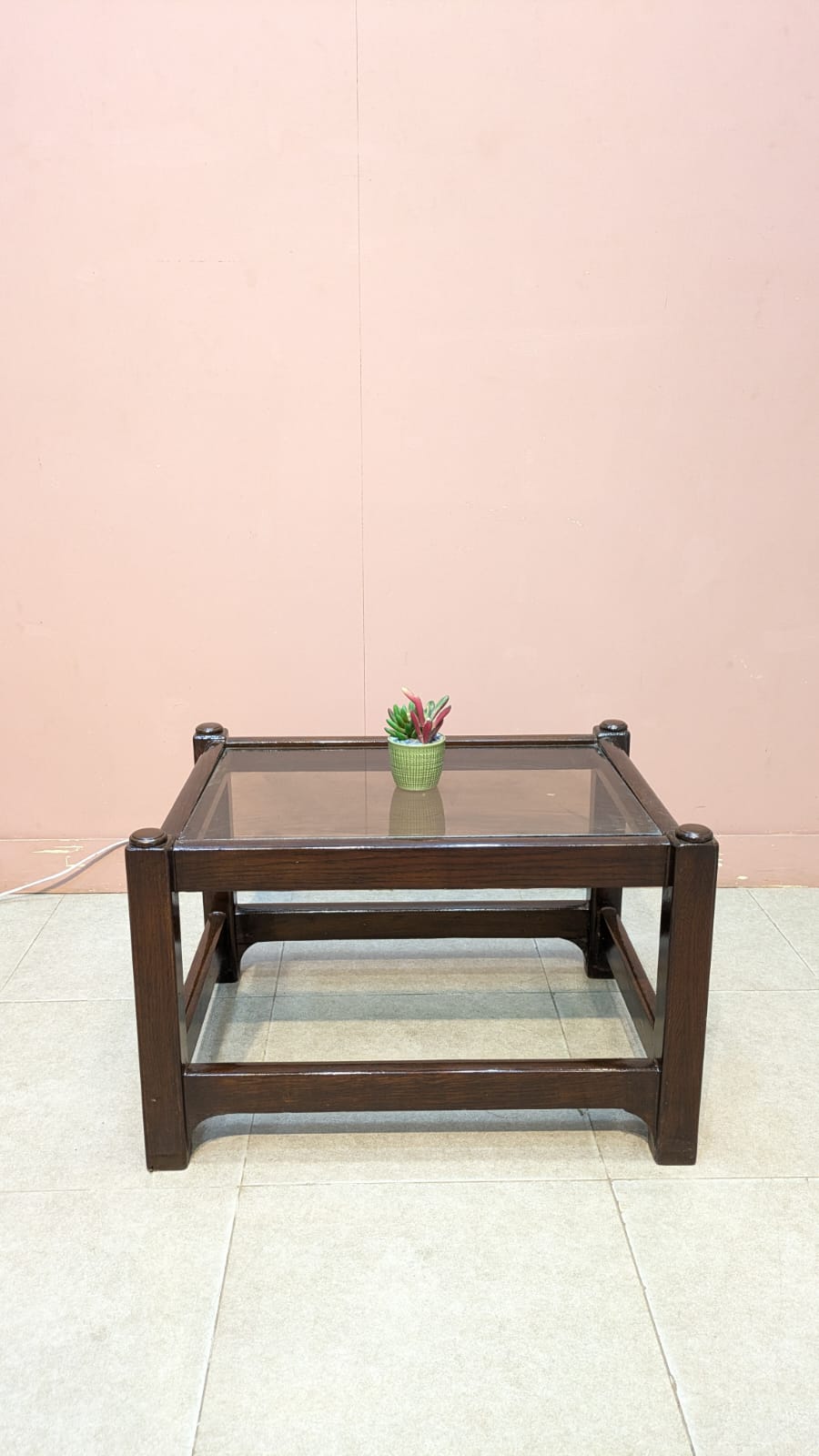 Solid Oak Wood Corner Table pair