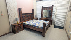 Solid Sheesham Wood King Size Bed Set