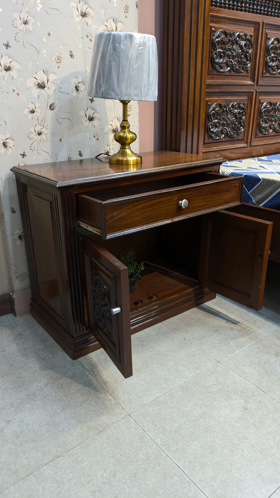 Solid Sheesham Wood King Size Bed Set