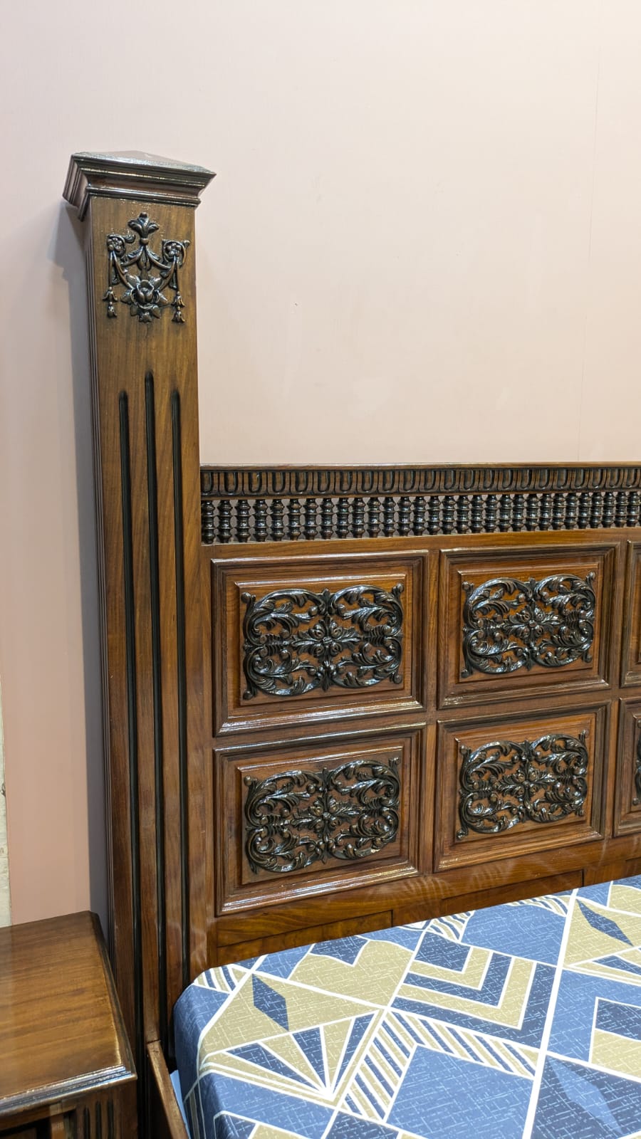 Solid Sheesham Wood King Size Bed Set