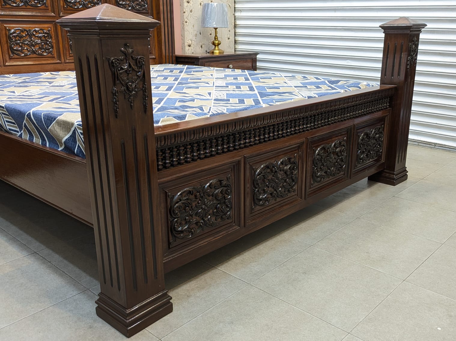 Solid Sheesham Wood King Size Bed Set