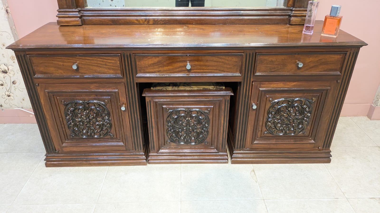 Solid Sheesham Wood King Size Bed Set