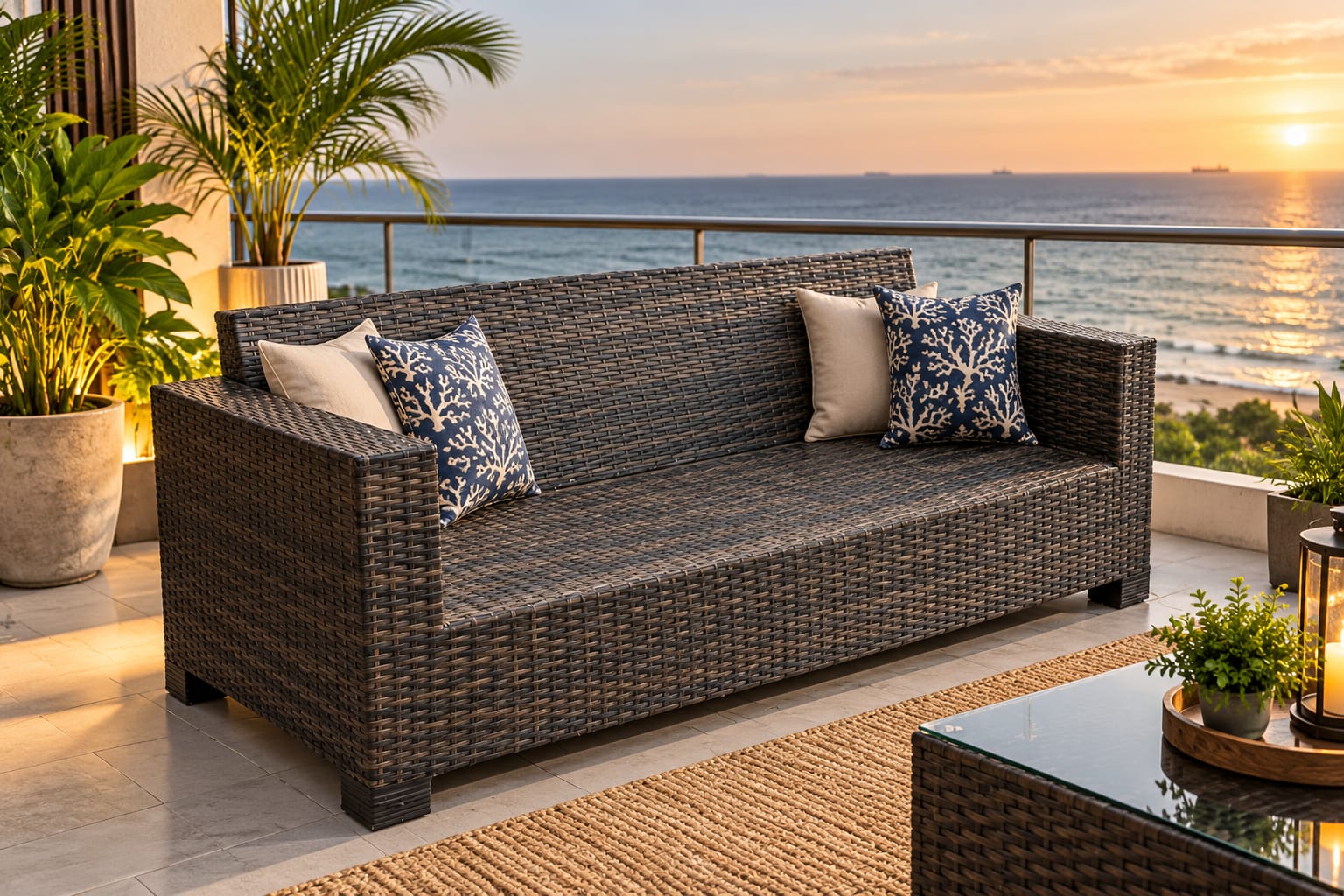 3 Seater Rattan Sofa